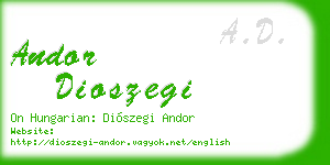 andor dioszegi business card